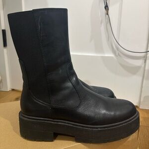 Geox Women’s Spherica Ec7 Black Real Leather Zipper Boots Size US 9 EUR 39 UK 6